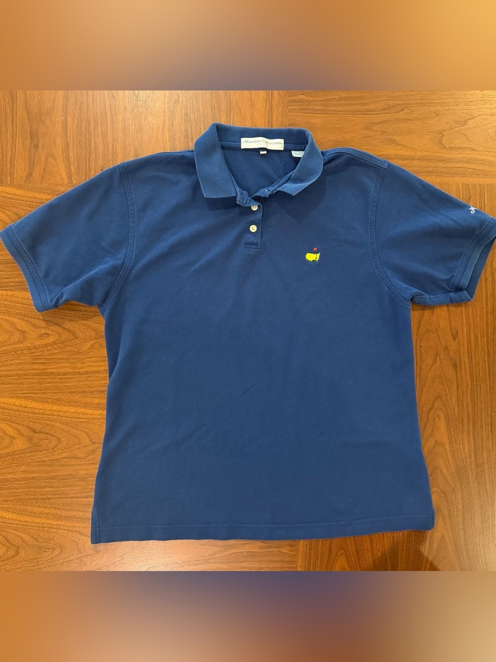 Masters Collection Navy Polo with Yellow Embroidered Logo Women’s Size Large